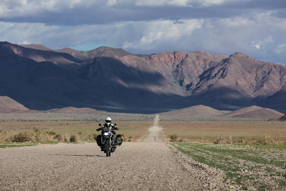 Heather riding in Namibia