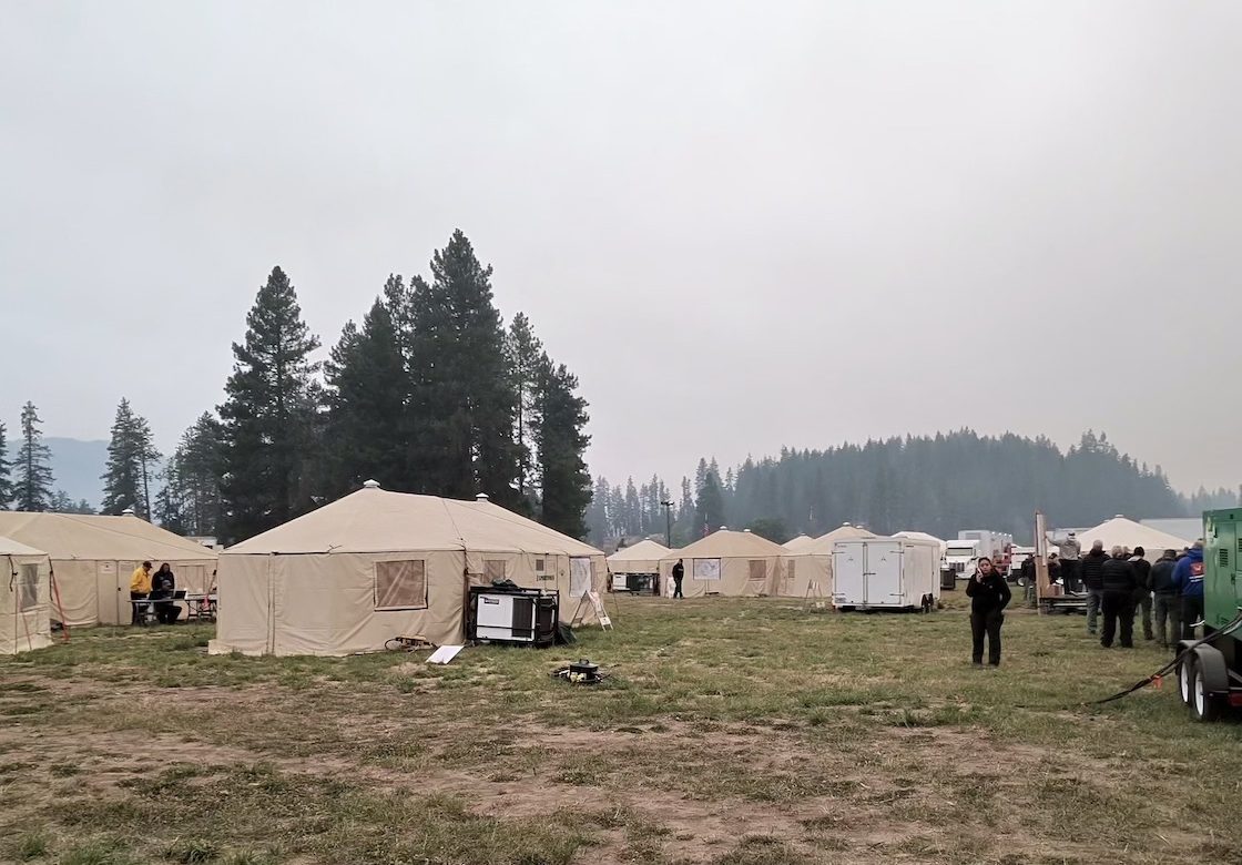 Above: The site of the Touratech Rally was used as the Base Camp for fire fighters in August and September